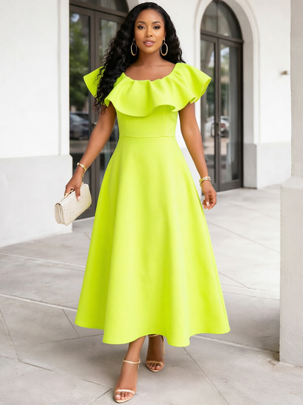 Solid Flounce Dress