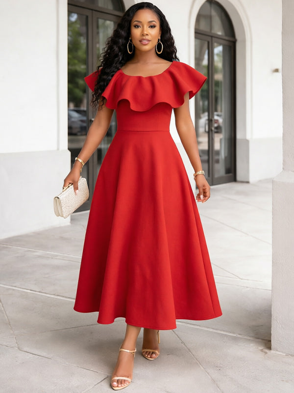 Solid Flounce Dress