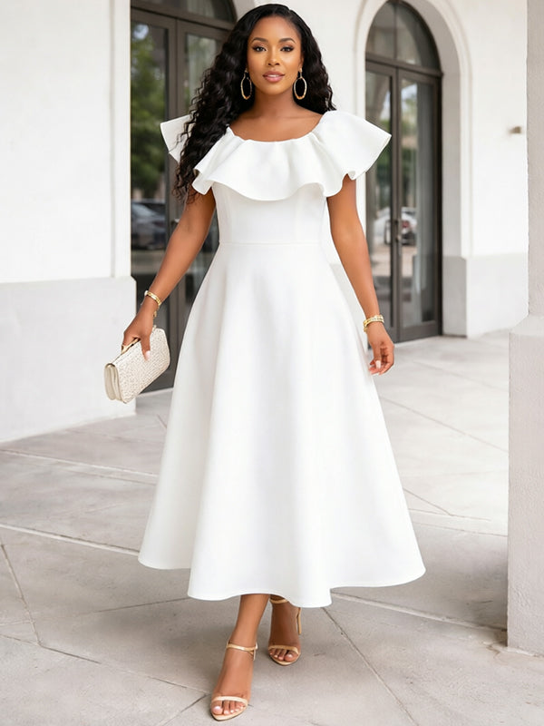 Solid Flounce Dress