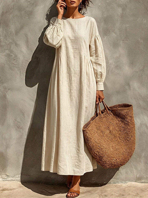 Solid Long Sleeve Flowy Maxi Dress