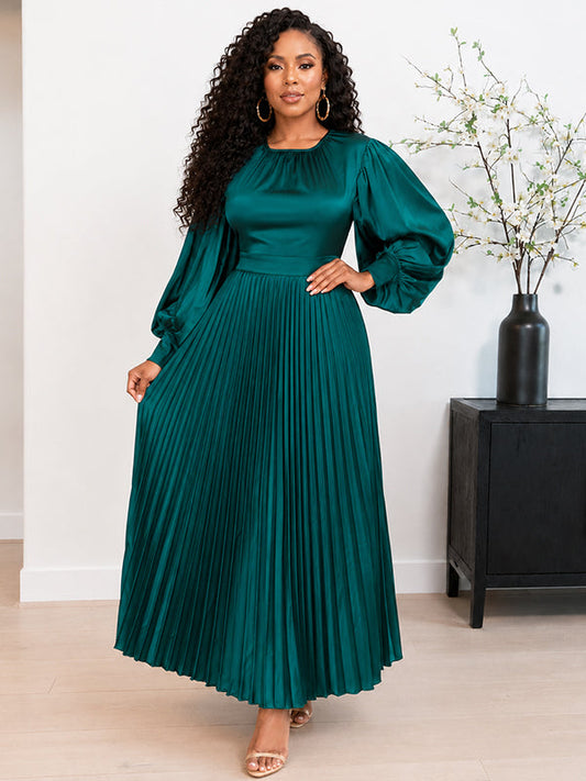 Solid Pleated Dress