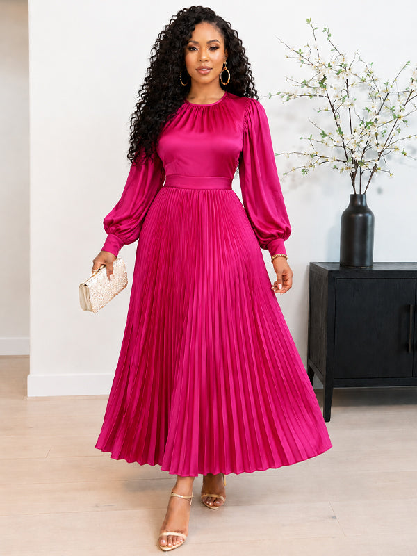 Solid Pleated Dress