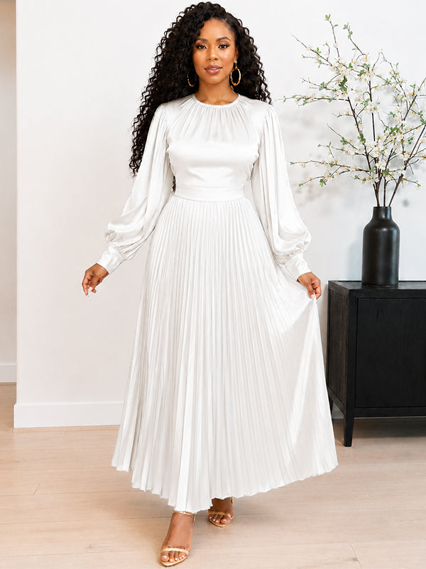 Solid Pleated Dress
