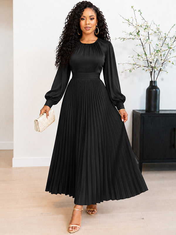 Solid Pleated Dress
