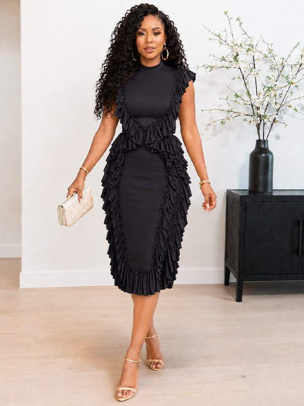 Solid Ruffle Bodycon Dress