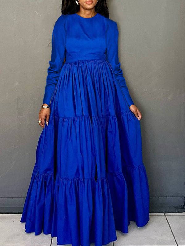 Solid Ruffle Maxi Dress--Clearance