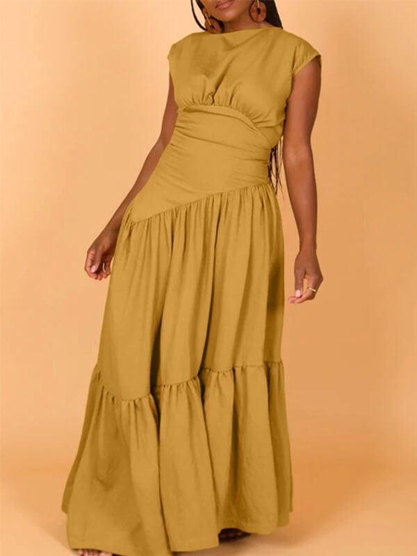Solid Sleeveless Ruffle Dress--Clearance