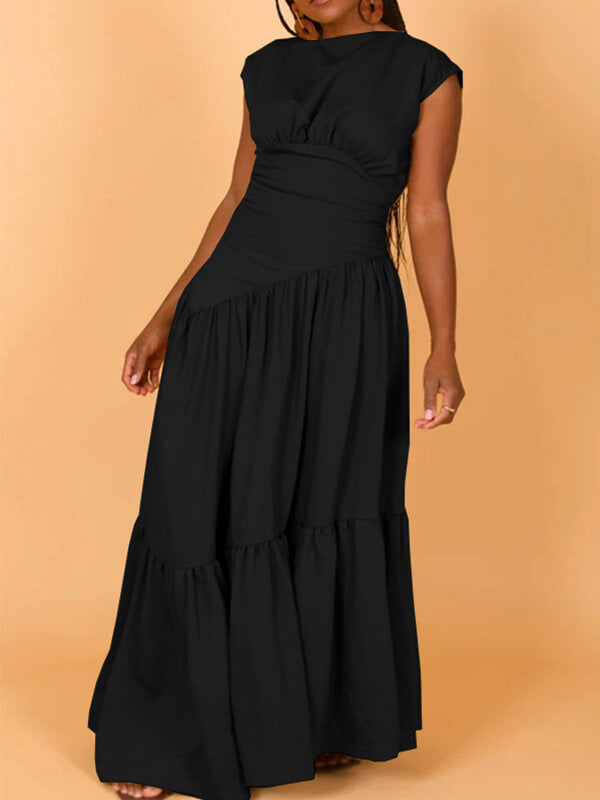 Solid Sleeveless Ruffle Dress--Clearance
