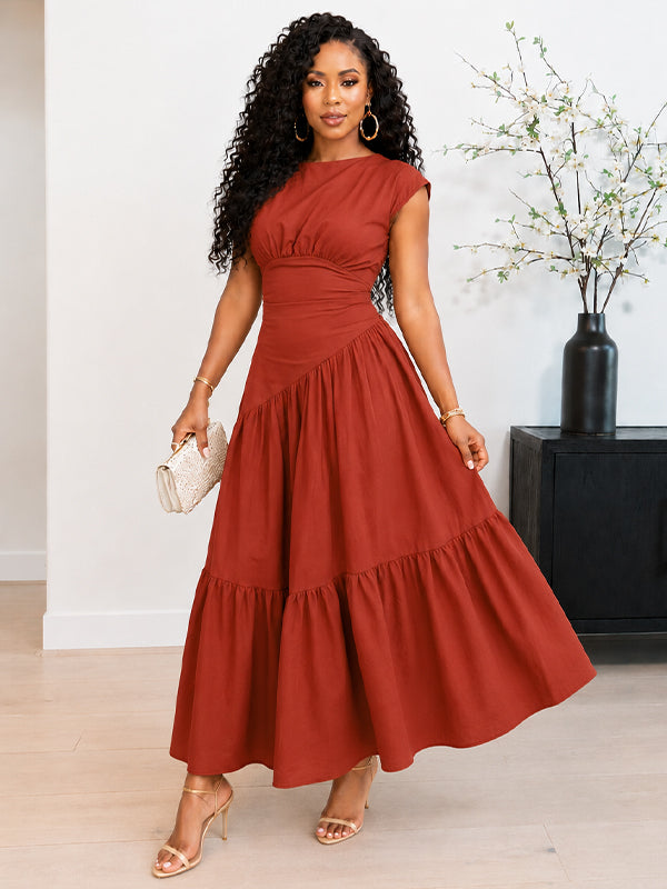 Solid Sleeveless Ruffle Dress