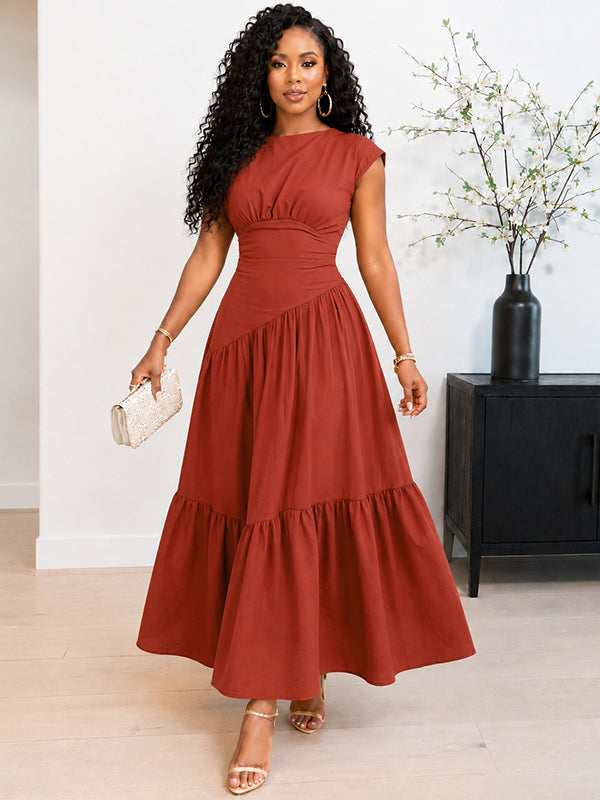 Solid Sleeveless Ruffle Dress