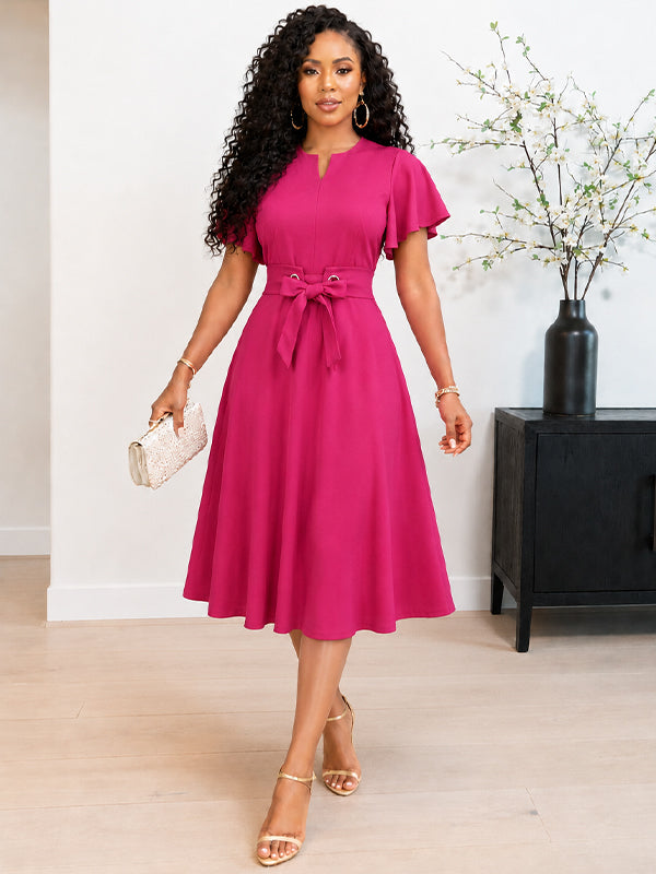 Solid Tied Midi Dress