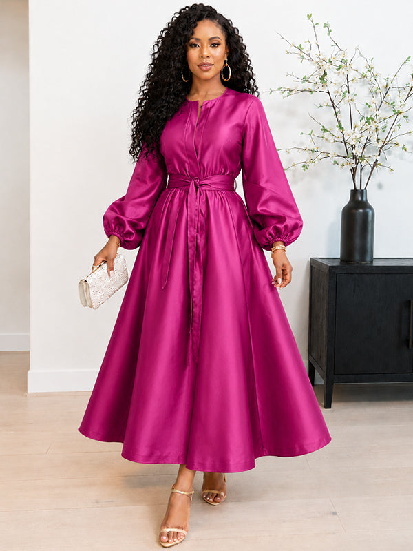 Solid Tied Midi Dress