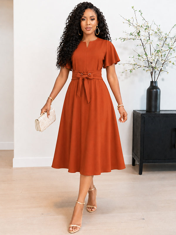 Solid Tied Midi Dress