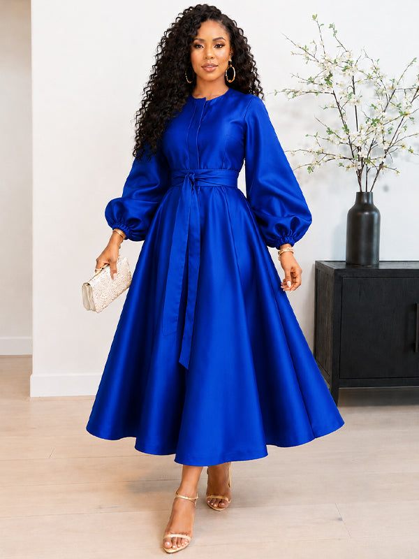 Solid Tied Midi Dress