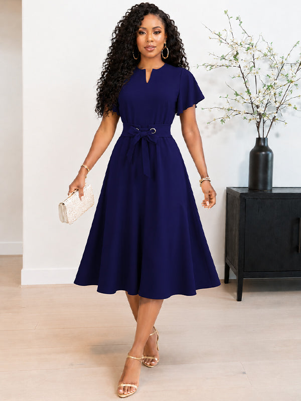 Solid Tied Midi Dress