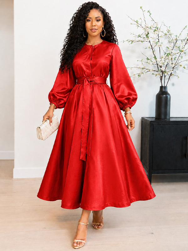 Solid Tied Midi Dress
