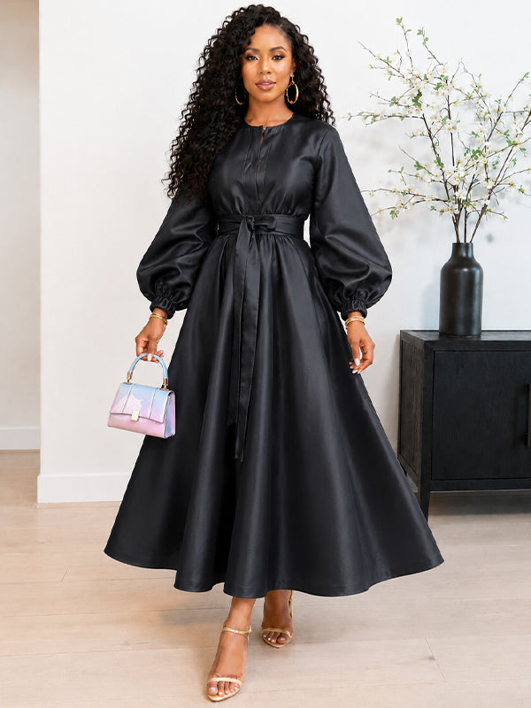 Solid Tied Midi Dress