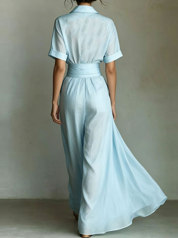 Solid Tied Shirt Dress