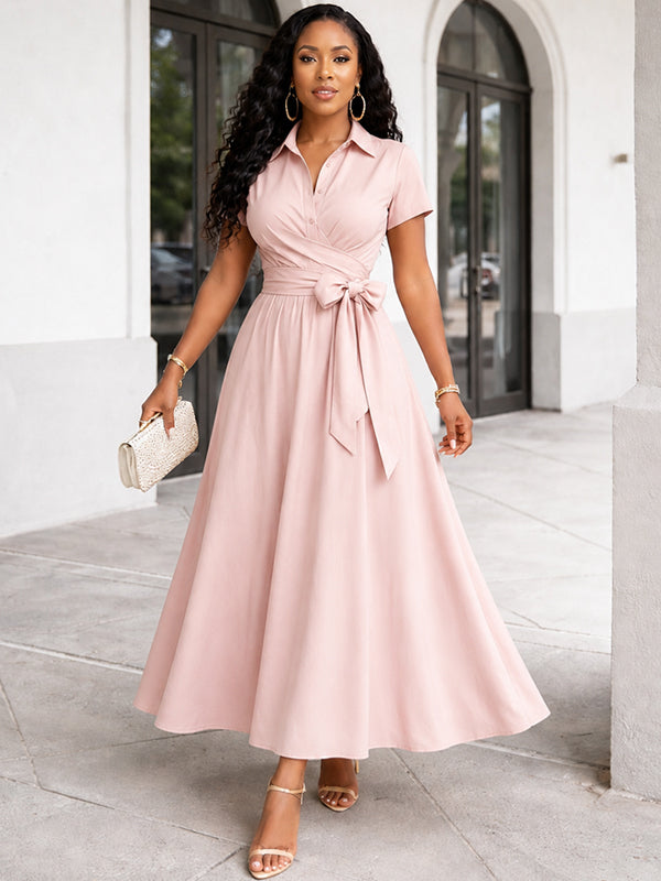Solid Tied Shirt Dress
