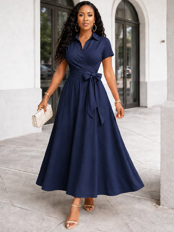 Solid Tied Shirt Dress