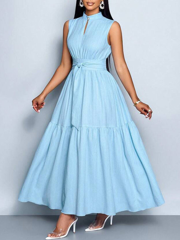 Solid Tied Sleeveless Dress