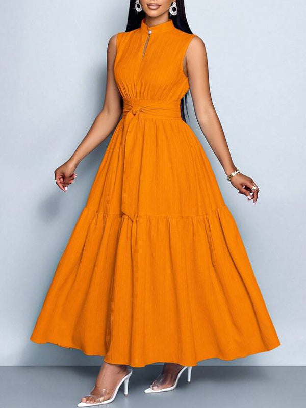 Solid Tied Sleeveless Dress