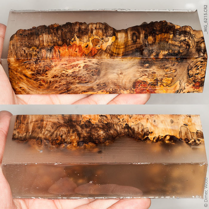 Stabilized hybrid wood box elder burl block