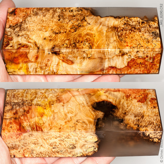Stabilized hybrid wood box elder burl block