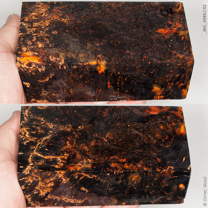 Stabilized wood alder burl block