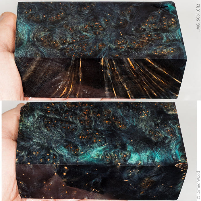 Stabilized wood alder burl block
