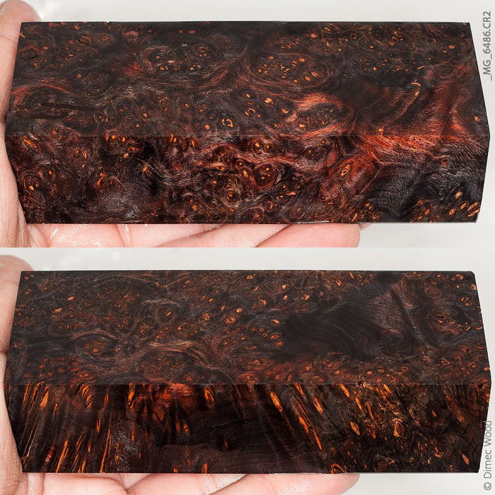 Stabilized wood alder burl block