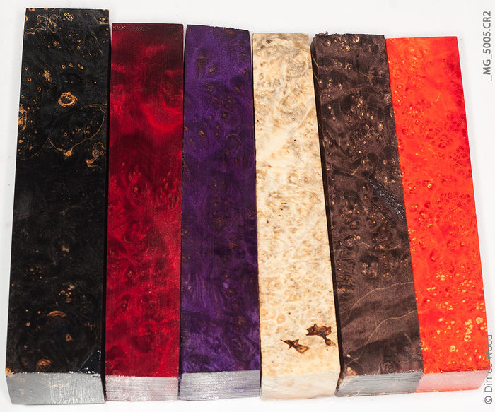 Stabilized wood box elder burl pen blanks 6 pcs