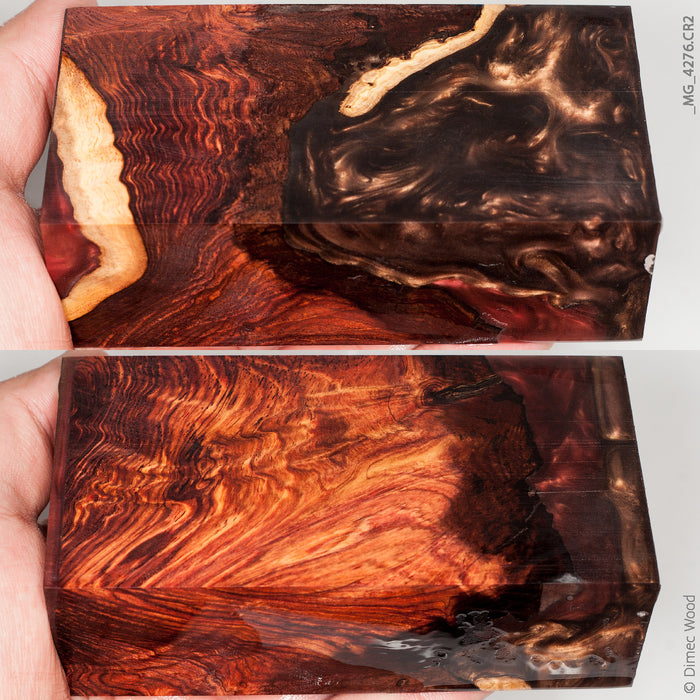 Stabilized wood honduran rosewood burl block