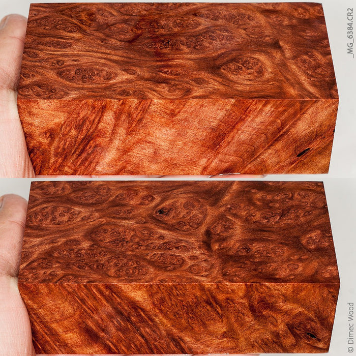 Stabilized wood redwood lace burl block