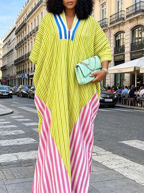 Stripe Combo Maxi Dress