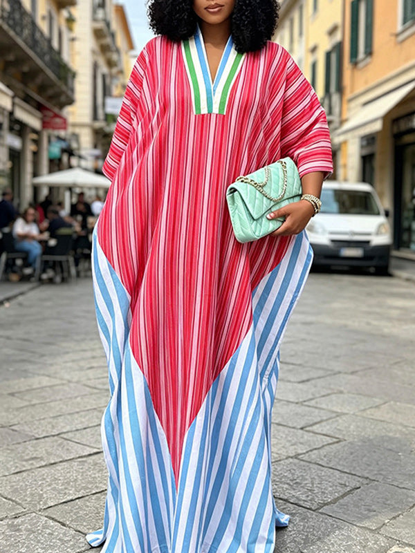 Stripe Combo Maxi Dress