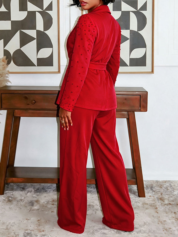 Studded Tied Blazer & Pants Set