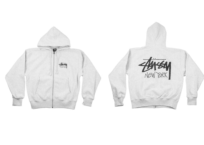 Stussy New York Zip Hoodie Grey