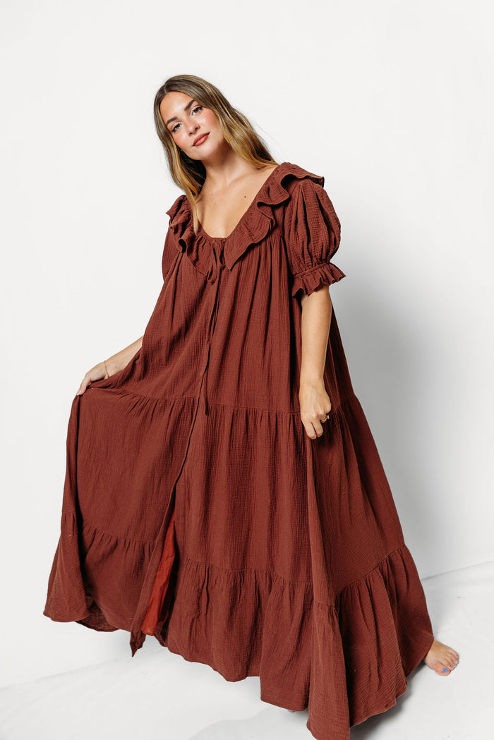 Sunday 100% Cotton Maxi Dress in Brown - Bump Friendly & Inclusive Sizing *9/25 PRE-ORDER*