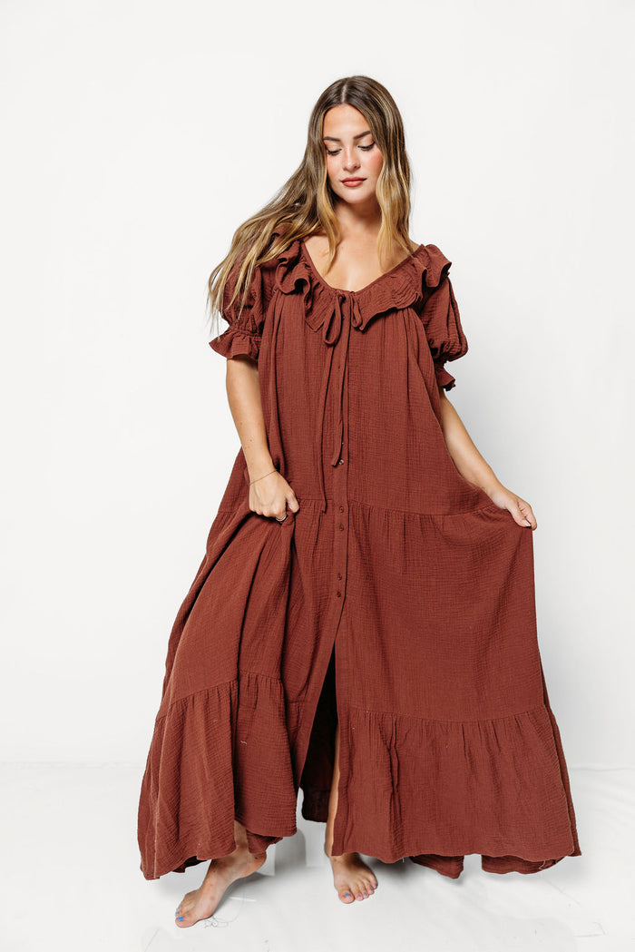 Sunday 100% Cotton Maxi Dress in Brown - Bump Friendly & Inclusive Sizing *9/25 PRE-ORDER*