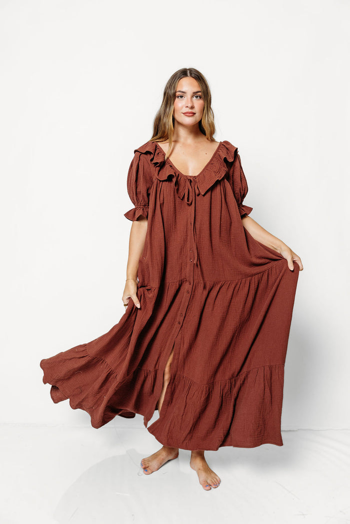 Sunday 100% Cotton Maxi Dress in Brown - Bump Friendly & Inclusive Sizing *9/25 PRE-ORDER*