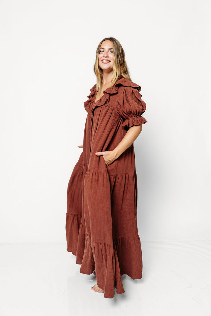 Sunday 100% Cotton Maxi Dress in Brown - Bump Friendly & Inclusive Sizing *9/25 PRE-ORDER*