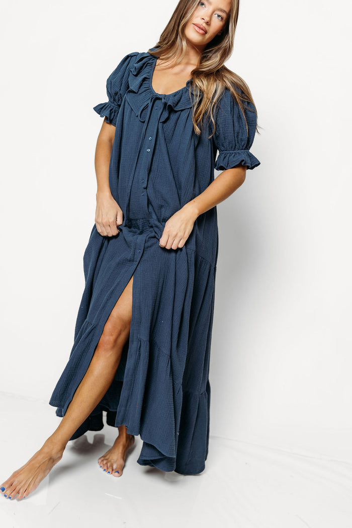 Sunday 100% Cotton Maxi Dress in Dusty Navy - Bump Friendly & Inclusive Sizing *9/25 PRE-ORDER*
