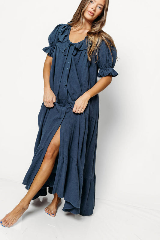Sunday 100% Cotton Maxi Dress in Dusty Navy - Bump Friendly & Inclusive Sizing *9/25 PRE-ORDER*