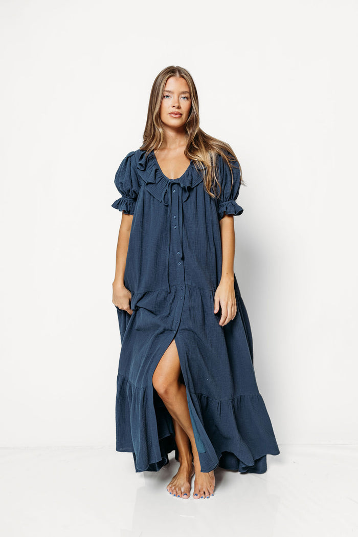 Sunday 100% Cotton Maxi Dress in Dusty Navy - Bump Friendly & Inclusive Sizing *9/25 PRE-ORDER*