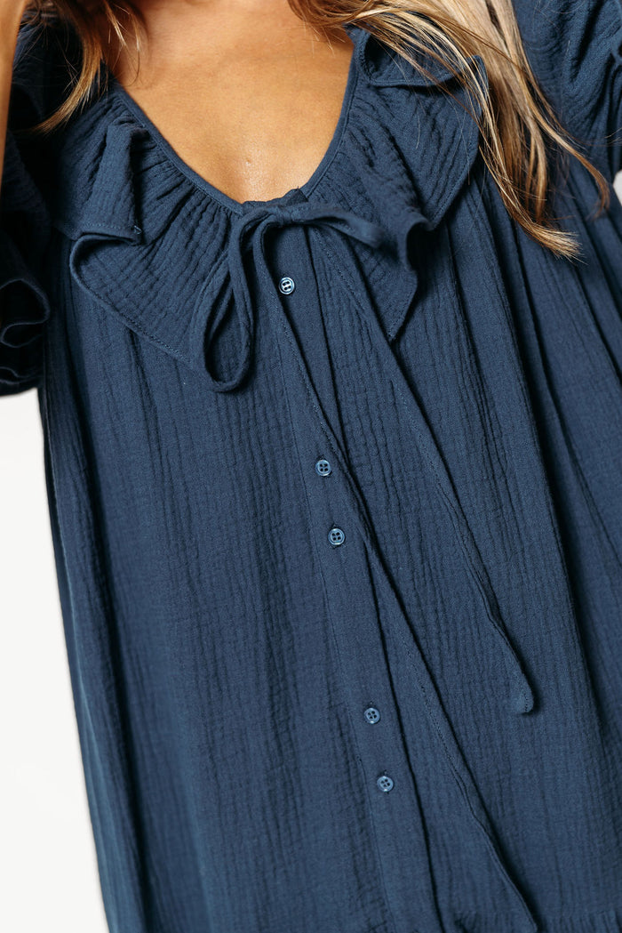 Sunday 100% Cotton Maxi Dress in Dusty Navy - Bump Friendly & Inclusive Sizing *9/25 PRE-ORDER*