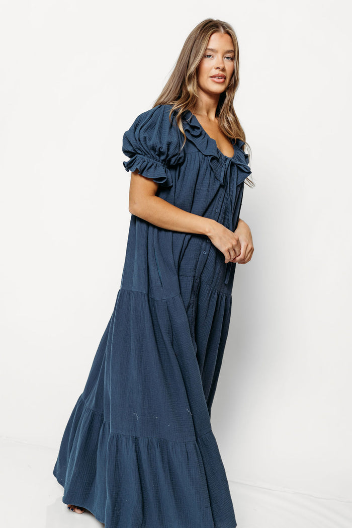 Sunday 100% Cotton Maxi Dress in Dusty Navy - Bump Friendly & Inclusive Sizing *9/25 PRE-ORDER*