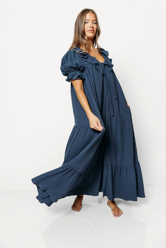 Sunday 100% Cotton Maxi Dress in Dusty Navy - Bump Friendly & Inclusive Sizing *9/25 PRE-ORDER*