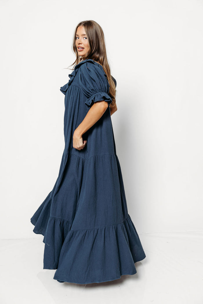 Sunday 100% Cotton Maxi Dress in Dusty Navy - Bump Friendly & Inclusive Sizing *9/25 PRE-ORDER*