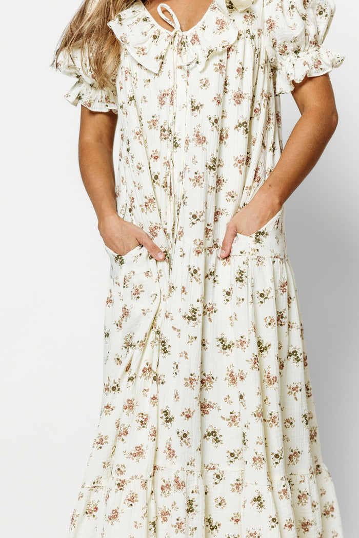 Sunday 100% Cotton Maxi Dress in Ivory Floral - Bump Friendly & Inclusive Sizing *9/30 PRE-ORDER*